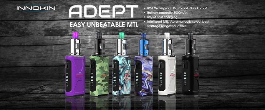 The Innokin Adept Zlide kit is a rugged, simple to use vape kit